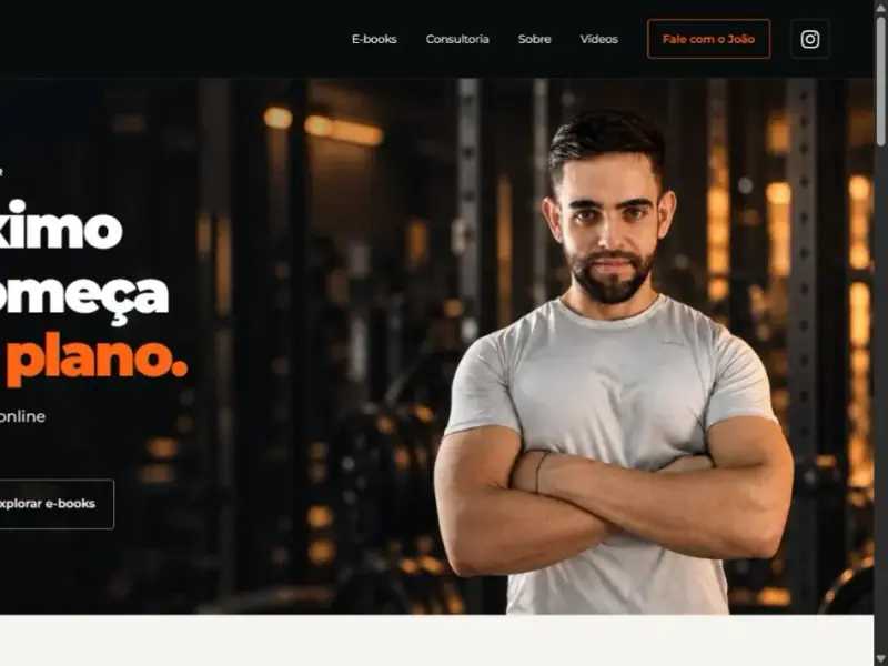 Página de João Cleber Personal Trainer, com fotografia, consultoria e materiais de treino.