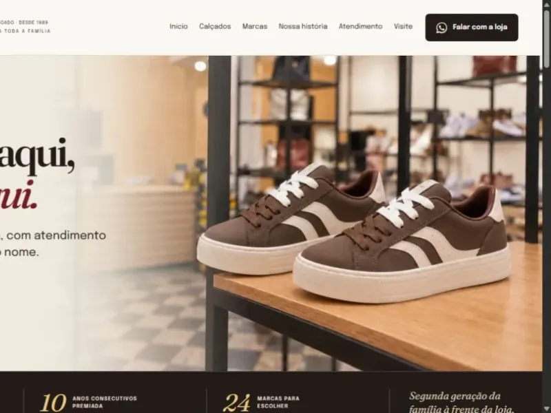 Site da Rafaela Calçados com a apresentação da loja e seus produtos.
